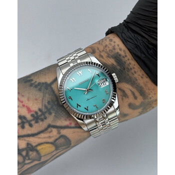 Custom Seiko Mod • Turquoise Green Fluted Arabic DateJust • 36mm